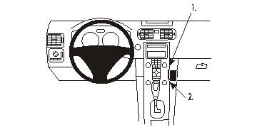 Instrumentbräda med ratt, kontroller och växelspak i Volvo S40.