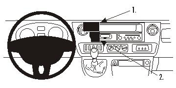 Instrumentbräda med styrning, radio och reglage i Renault Master.