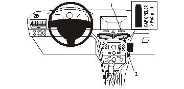 Illustration av Opel Astra 04-09 interiör med instrumentbräda och kontroller.