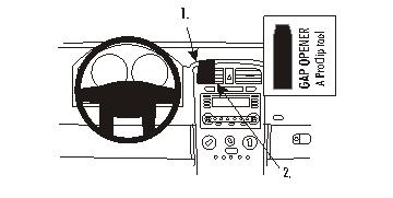 Diagram över Chevrolet Equinox 05-09 interiör med fokusering på gapöppnare.