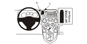 Instrumentpanel för Fiat Panda 04-07 med kontroller och nyckelplats.