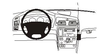 Inredning av en Volvo V70 med vinklad träpanel.