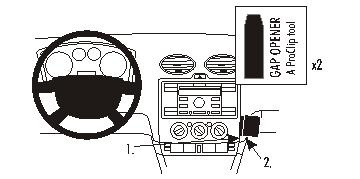 Diagram av Ford Focus 05-10 interiör med installationsanvisningar.