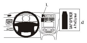 Centrerad bild av Kia Sportage 05-10 dash med verktyg och menyer.