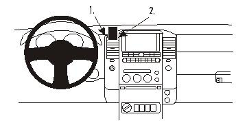 Illustration av instrumentpanel och ratt i Nissan Navara 06-10.