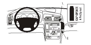 Illustration av Volvo V70:s instrumentbräda med gap öppen verktyg.