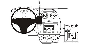 Illustration av instrumentpanel och ratt för Ford Fiesta 06-08.