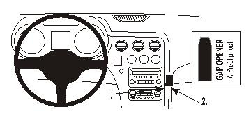En illustration av bilens instrumentpanel med instruktioner för verktyg.