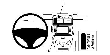 Bild av instrumentbräda med styrhjul och kontroller för Daihatsu Materia 07-13.