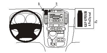 Centrerad bild av Kia Carnival 06-11:s instrumentpanel och knappar.