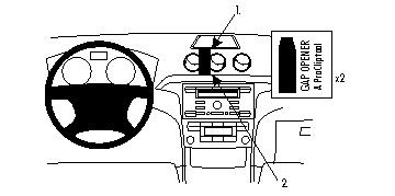Instrumentbräda med spakar, knappar och display.
