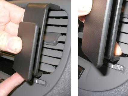 Vinkelad del för montering på ventilationsgaller i Kia Rio 06-11.