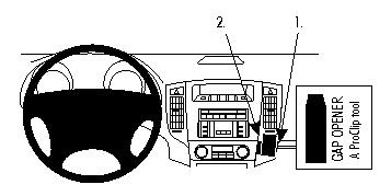 Diagram av instrumentbräda med delar markerade för Mitsubishi Pajero 07-19.