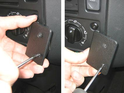 Montering av en vinklad platta i en Landrover Defender 07-15.