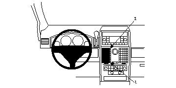 Diagram av instrumentbrädan för Chrysler Voyager 08-11, med centrala kontroller.