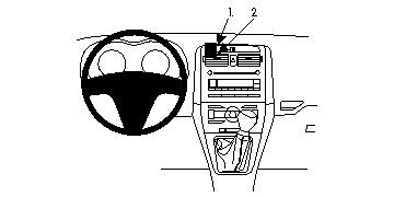 Illustration av instrumentbräda med ratt och kontroller för Toyota Corolla 08-11.