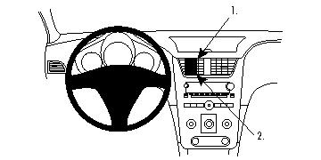 Instrumentbräda med ratt, luftventiler och kontrollpanel.