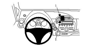 Diagram av instrumentpanel och kontroller i Honda Fit/Jazz 09-14.