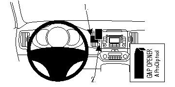Illustration av Kia Sportage 11-15 interiör med ratt och kontrollpanel.