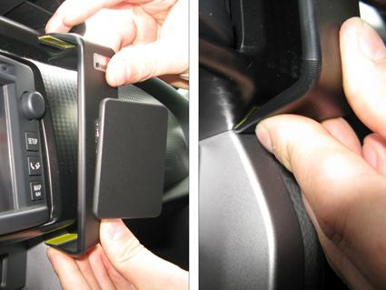 Monteringsbygel för Subaru BRZ, vinklad och hög, installeras på instrumentbrädan.