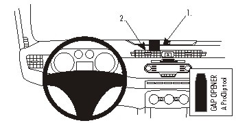 En illustration av insidan av Alfa Romeo Giulietta med instrumentpanel och luftventiler.