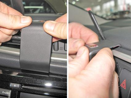 Montering av en detalj på instrumentbrädan i Nissan X-Trail/Qashqai.