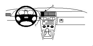 Bild av bilinteriör med instrumentpanel och ratten för Audi A3 97-02.