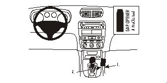 Bild av bilens instrumentpanel med monteringsbygel för Alfa Romeo 147.