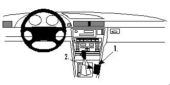 En bild av bilens instrumentpanel med monteringsanvisning.