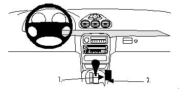 En illustration av bilens instrumentpanel och växelspak.