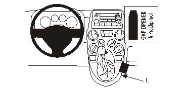 Illustration av instrumentpanel och verktyg för montage av ProClip i Fiat Panda.
