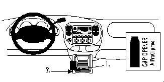 En illustration som visar instrumentbrädan i en Ford Expedition 97-99 med monteringsanvisningar.