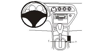 Illustration av kupén i en Honda Integra med monteringsbygel.