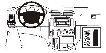 En illustration av bilens interiör med monteringsanvisningar.