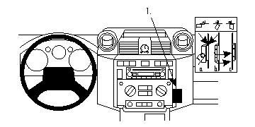 Diagram över instrumentpanel och monteringsanvisningar för Landrover Defender.