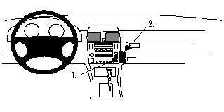 Illustration av bilinteriör med monteringspunkter för ProClip.