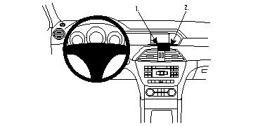 Illustration av cockpit med monteringsbygel för Mercedes Benz C-Klass.