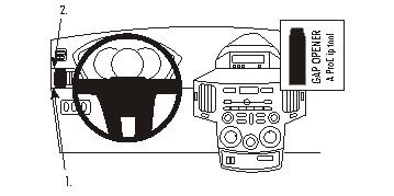 Illustration av dashboard med monteringsanvisningar för ProClip i Mitsubishi Endeavor 04-09.