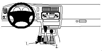 Diagram över instrumentbräda med monteringsplats för ProClip.