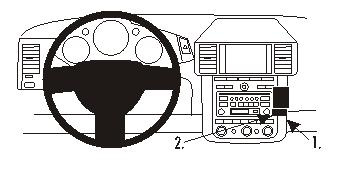 Illustration av instrumentpanel och monteringsbygel för Nissan Murano 03-08.