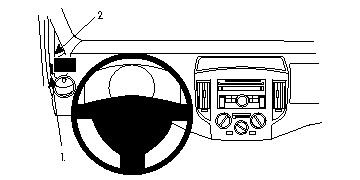 Diagram av instrumentbräda och ratt i Nissan NV200.