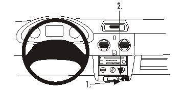 En bild av instrumentpanelen i en Renault Kangoo 03-07 med monteringsanvisningar.