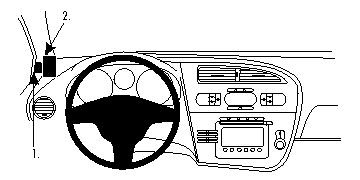 Illustration av instrumentpanel och monteringsbygel för Seat Leon 06-12.
