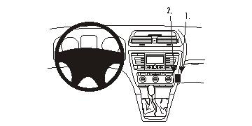 Illustration av instrumentbräda med monteringsbygel för Skoda Octavia II.