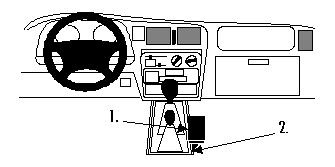 Illustration av bilens interiör med monteringsbyglar.