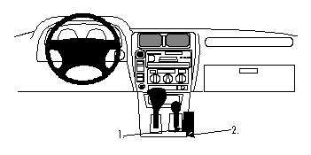 Diagram av bilinteriör med Montering av ProClip i Toyota LandCruiser 90.