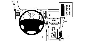 Diagram av bilens interiör med monteringsbygel för ProClip.
