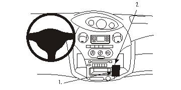 En illustration av instrumentpanelen i en Toyota Yaris 03-05.