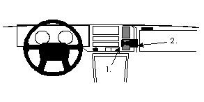 En schematisk bild av instrumentpanelen i en Volvo 440/460.