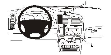 Bild av instrumentpanel med monteringsbygel för Volvo V70/XC70 00-04.